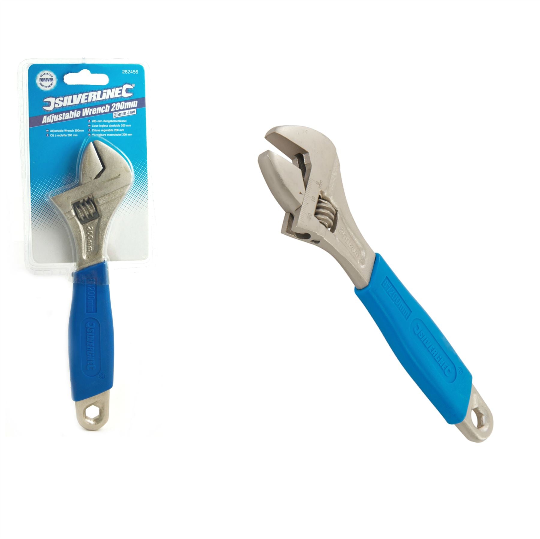 Silverline Adjustable Spanner Wrench Soft Grip Handle 200mm, 250mm or 300mm