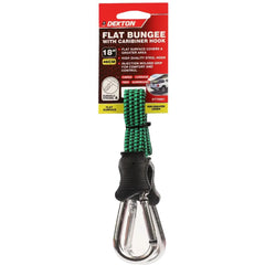 Dekton 18" Flat Bungee Cord With Carabiner Hook Clip 10mm Elastic Tie Down