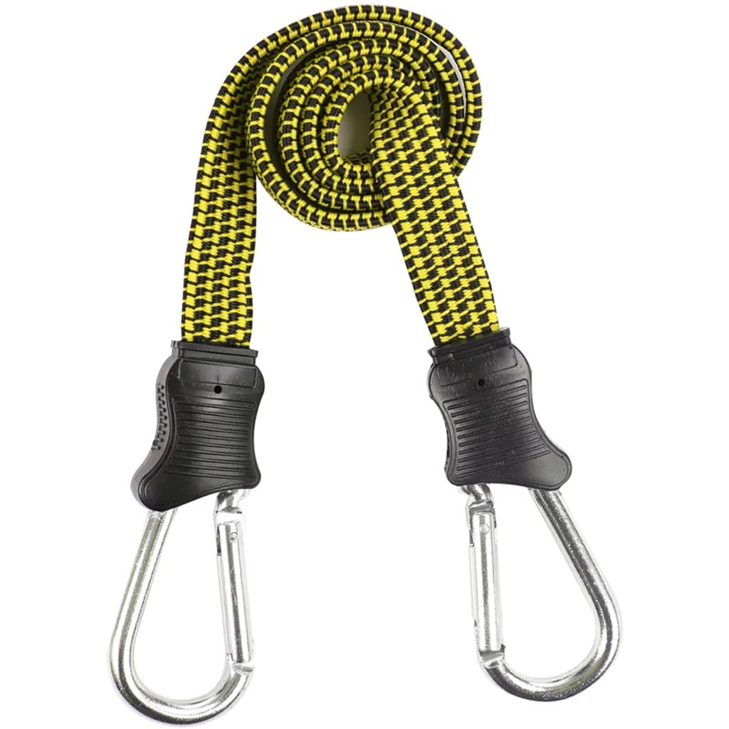 Dekton 48" Flat Bungee Cord With Carabiner Hook Clip 10mm Elastic Tie Down