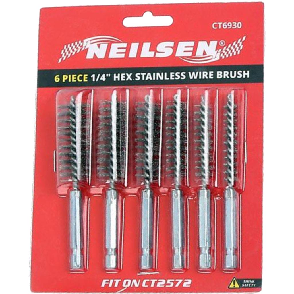 Cannon Tools 6pc Stainless Steel Wire Brush Set 1/4" Hex Drive