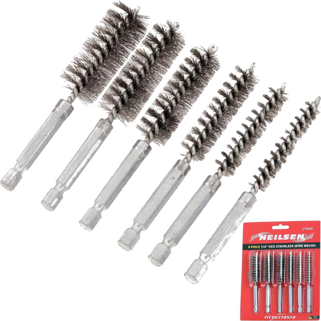 Cannon Tools 6pc Stainless Steel Wire Brush Set 1/4" Hex Drive