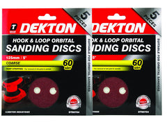 Dekton Packs of 125mm Orbital Sanding Sheet Discs Pads 40, 60, 80 Or 120 Grit 5"