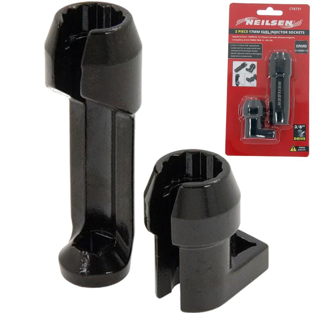 Neilsen 2pc 17mm Fuel Injector Sockets Ford Power Stroke 6.7l Diesel F250 F350