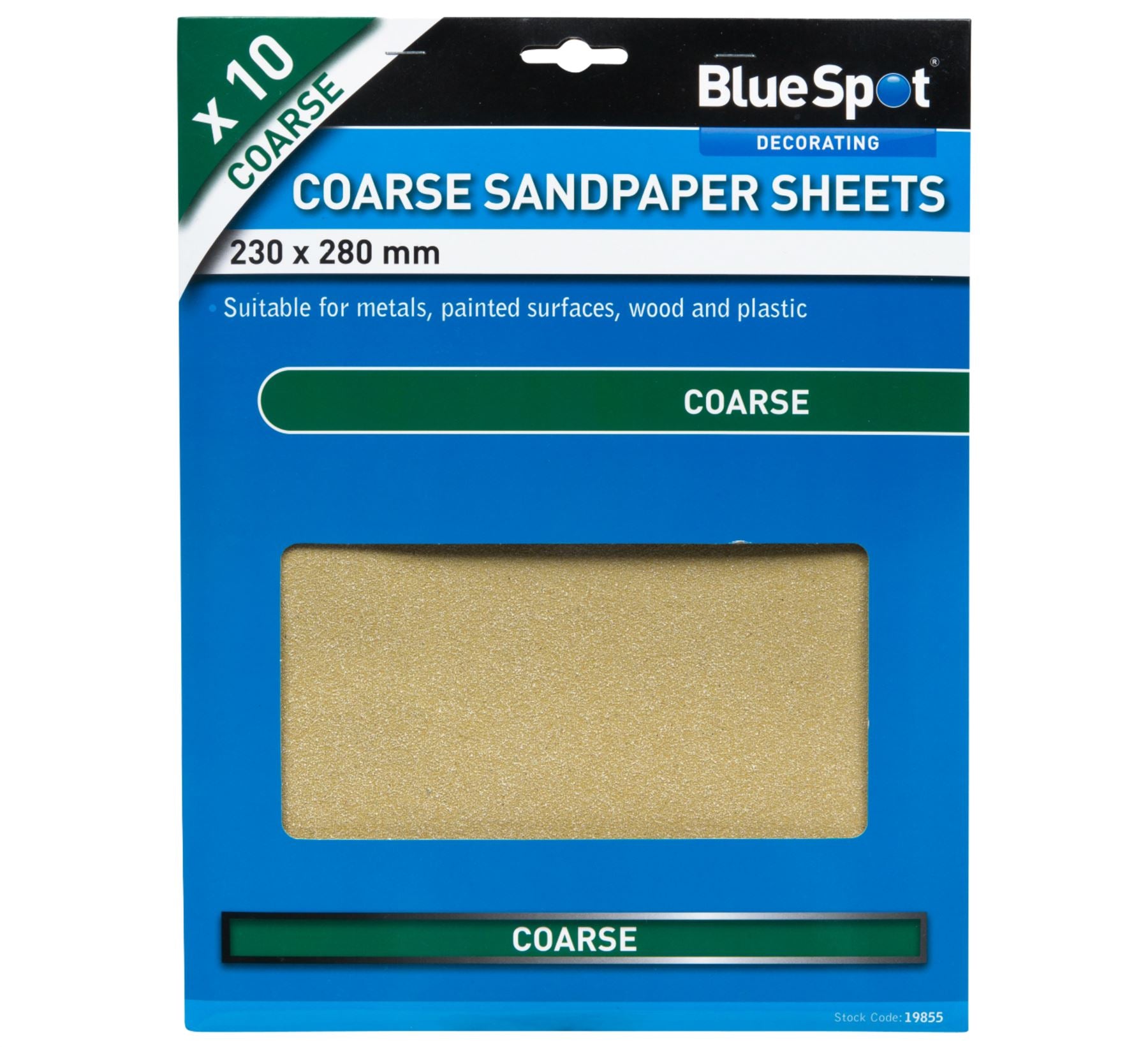 BlueSpot Packs of Sanding Sheet Sandpaper Coarse Medium Fine Or Assorted Pack