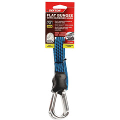 Dekton 72" Flat Bungee Cord With Carabiner Hook Clip 10mm Elastic Tie Down