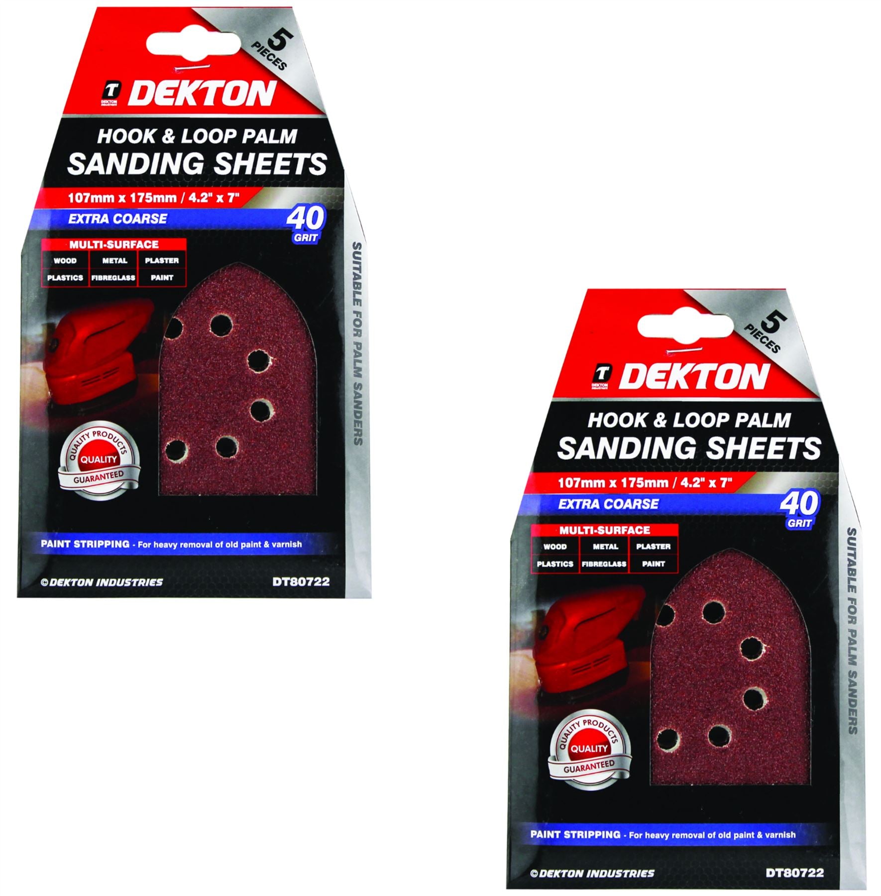 Dekton Detail Palm Sanding Pads Triangle Sheets 40 60 80 120 Or Mixed Grit 107mm