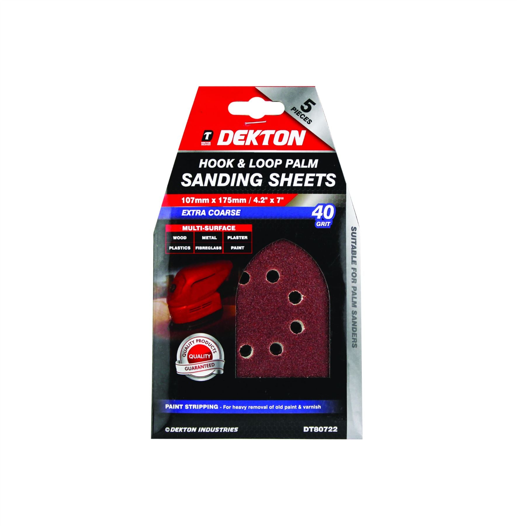 Dekton Detail Palm Sanding Pads Triangle Sheets 40 60 80 120 Or Mixed Grit 107mm