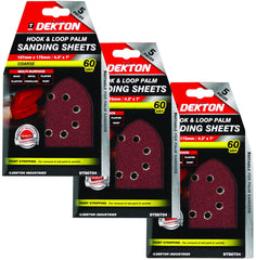 Dekton Detail Palm Sanding Pads Triangle Sheets 40 60 80 120 Or Mixed Grit 107mm