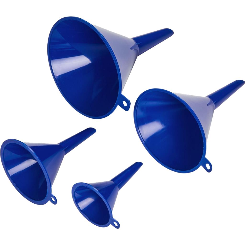 BlueSpot 4 Piece Multipurpose Oil Petrol Fuel Fluid Transfer Pouring Funnel Set