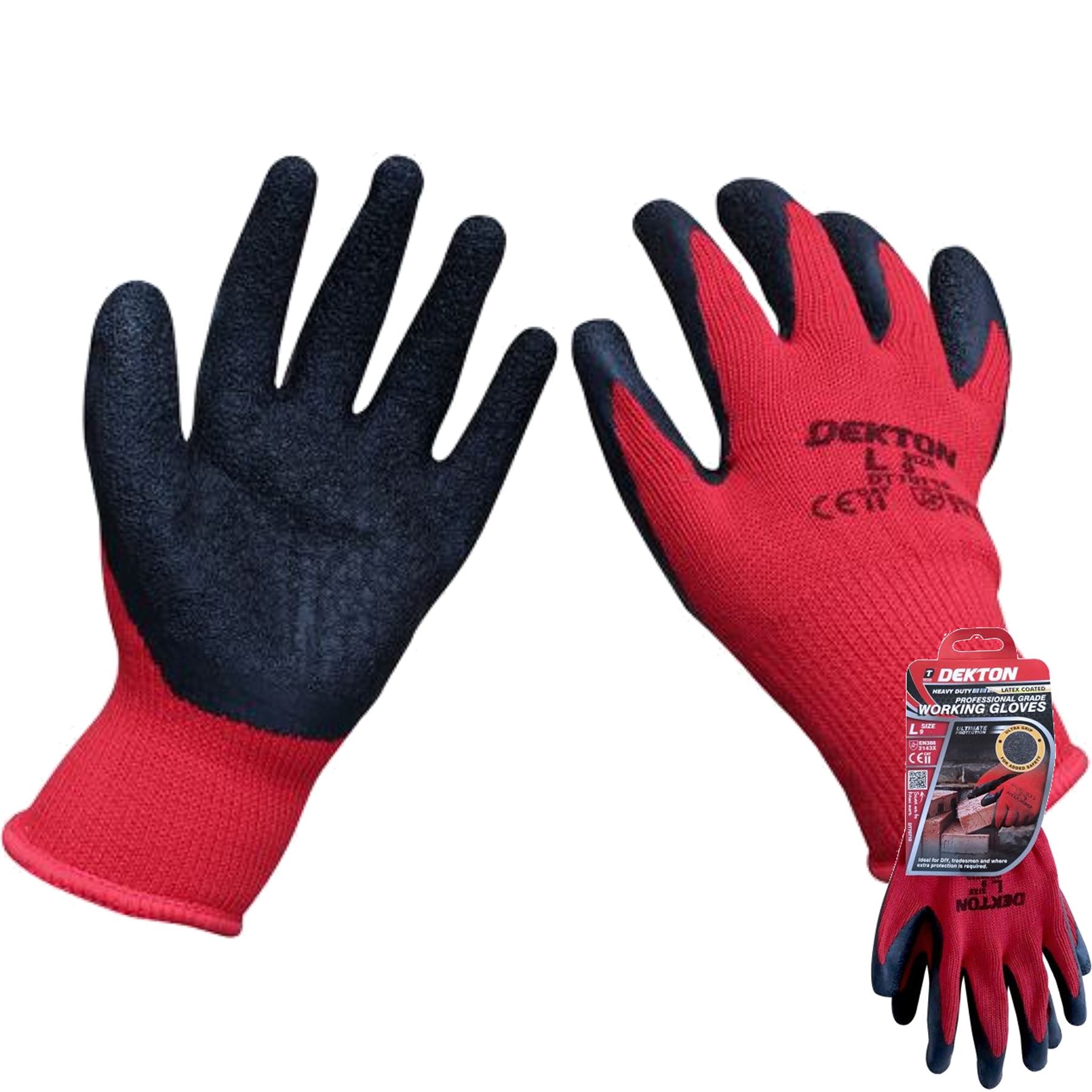 Dekton Latex Coated Work Gloves Professional Grade Glove 1pc 6pc Or 12pc