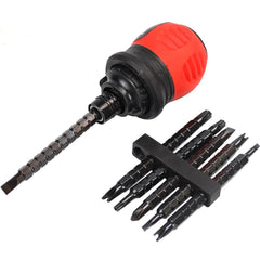 Dekton 37pc Compact Adjustable Stubby Ratchet Screwdriver And Bit Set Tool