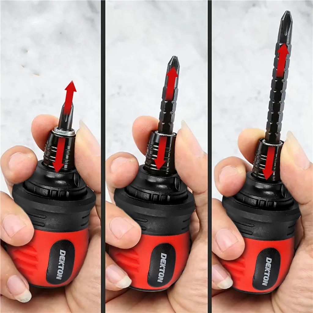 Dekton 37pc Compact Adjustable Stubby Ratchet Screwdriver And Bit Set Tool