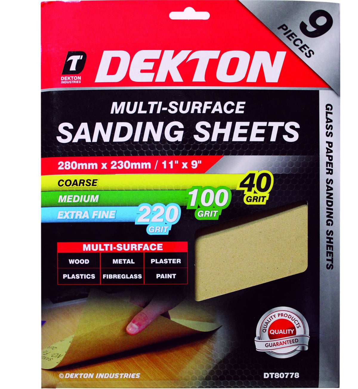 Dekton Packs of Sanding Sheet Sandpaper 40, 100, 220 Grit Or Assorted Pack