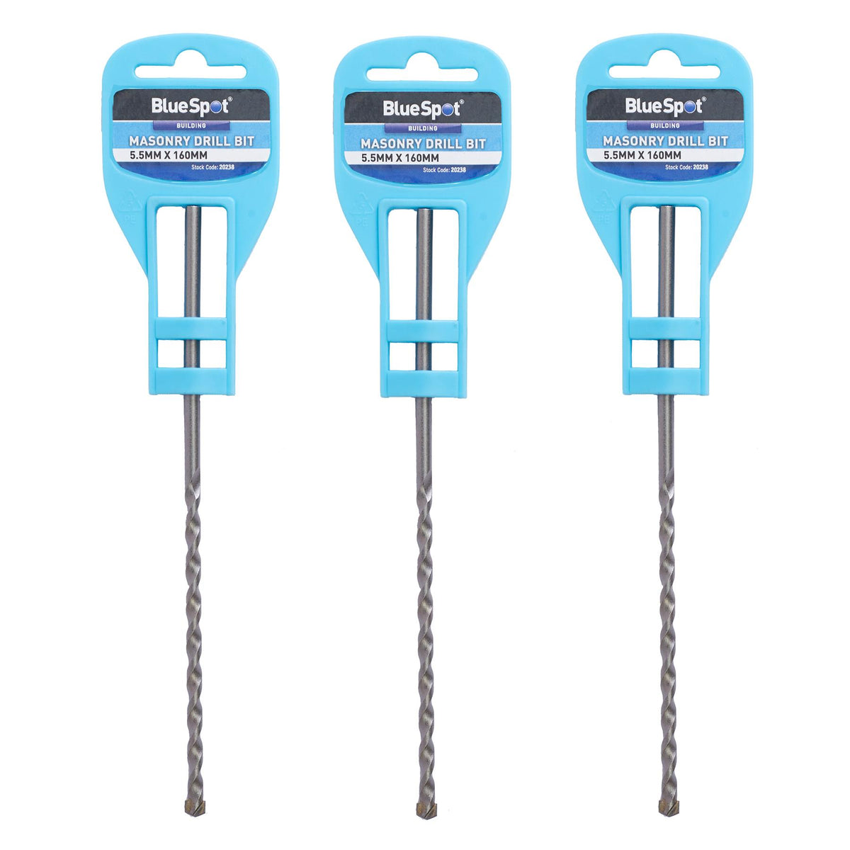 BlueSpot Masonry Hammer Drill Bits Stone Brick Concrete 5.5, 6, 6.5 0r 7mm