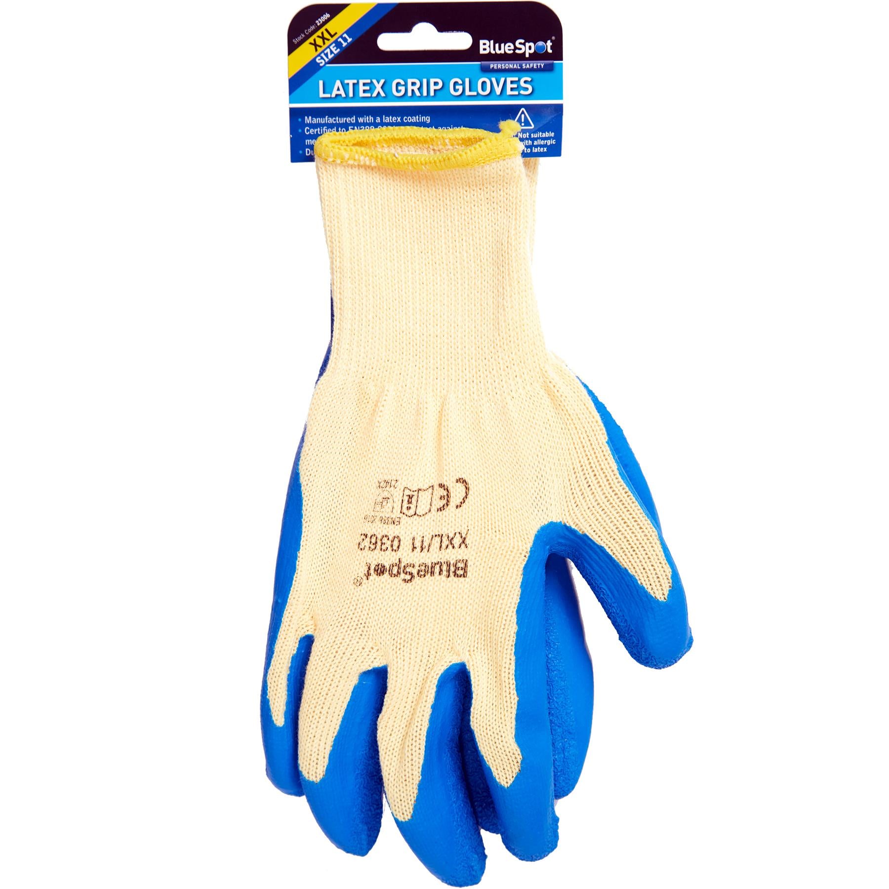 BlueSpot 12pc Latex Coated Work Gloves Builders Construction Gardening Glove