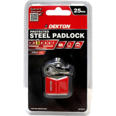 Dekton Protected Security Padlock Steel Shackle 3 Keys 25 30 40 Or 50mm Lock