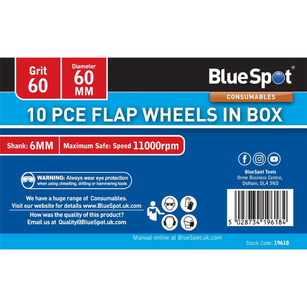 BlueSpot 10pc Sanding Flap Wheel Disc Set For Drill 40 60 80 120 Grit Wood Metal