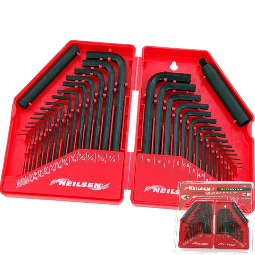 Neilsen 30pc Long And Short Arm Metric Imperial Hex Key Allen Wrench Set