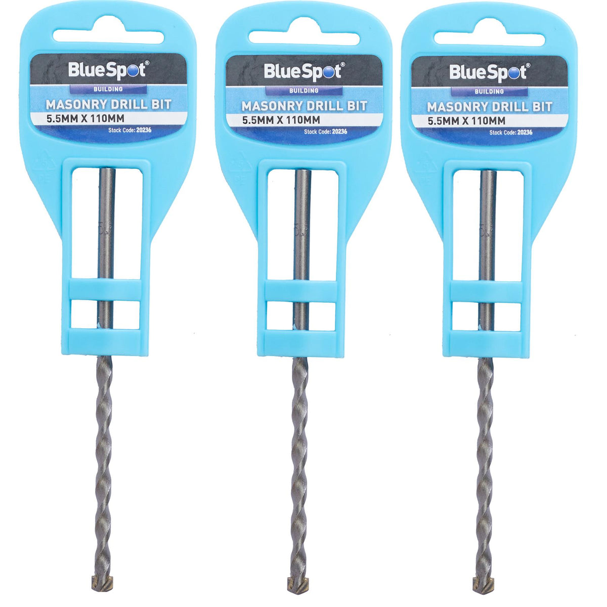 BlueSpot Masonry Hammer Drill Bits Stone Brick Concrete 5.5, 6, 6.5 0r 7mm
