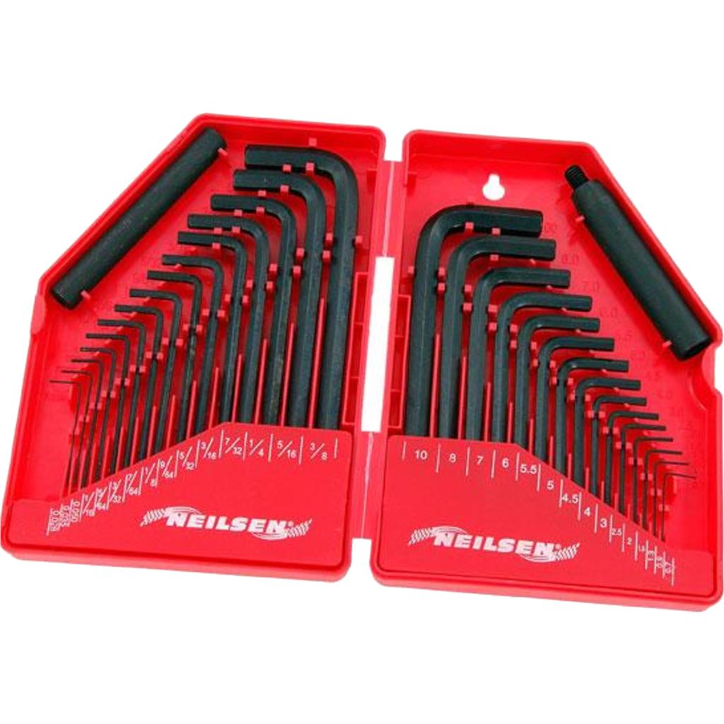Neilsen 30pc Long And Short Arm Metric Imperial Hex Key Allen Wrench Set