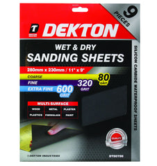 Dekton Wet And Dry Sanding Sheet Sandpaper 80 320 600 Grit Or Assorted Pack