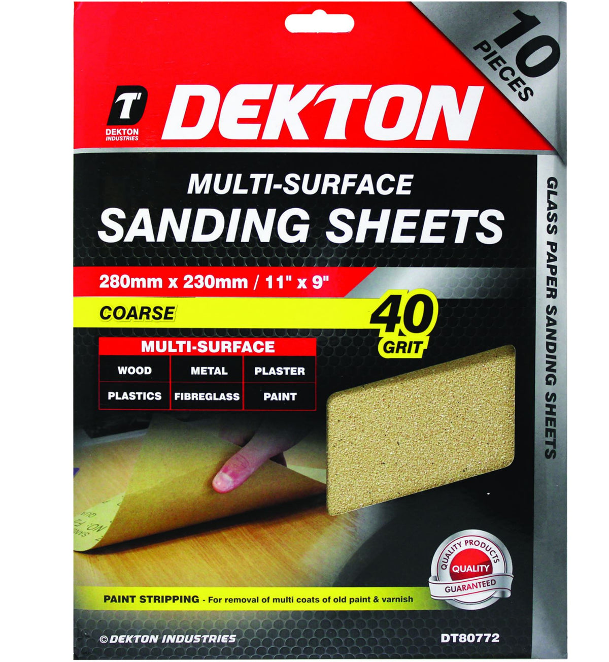 Dekton Packs of Sanding Sheet Sandpaper 40, 100, 220 Grit Or Assorted Pack