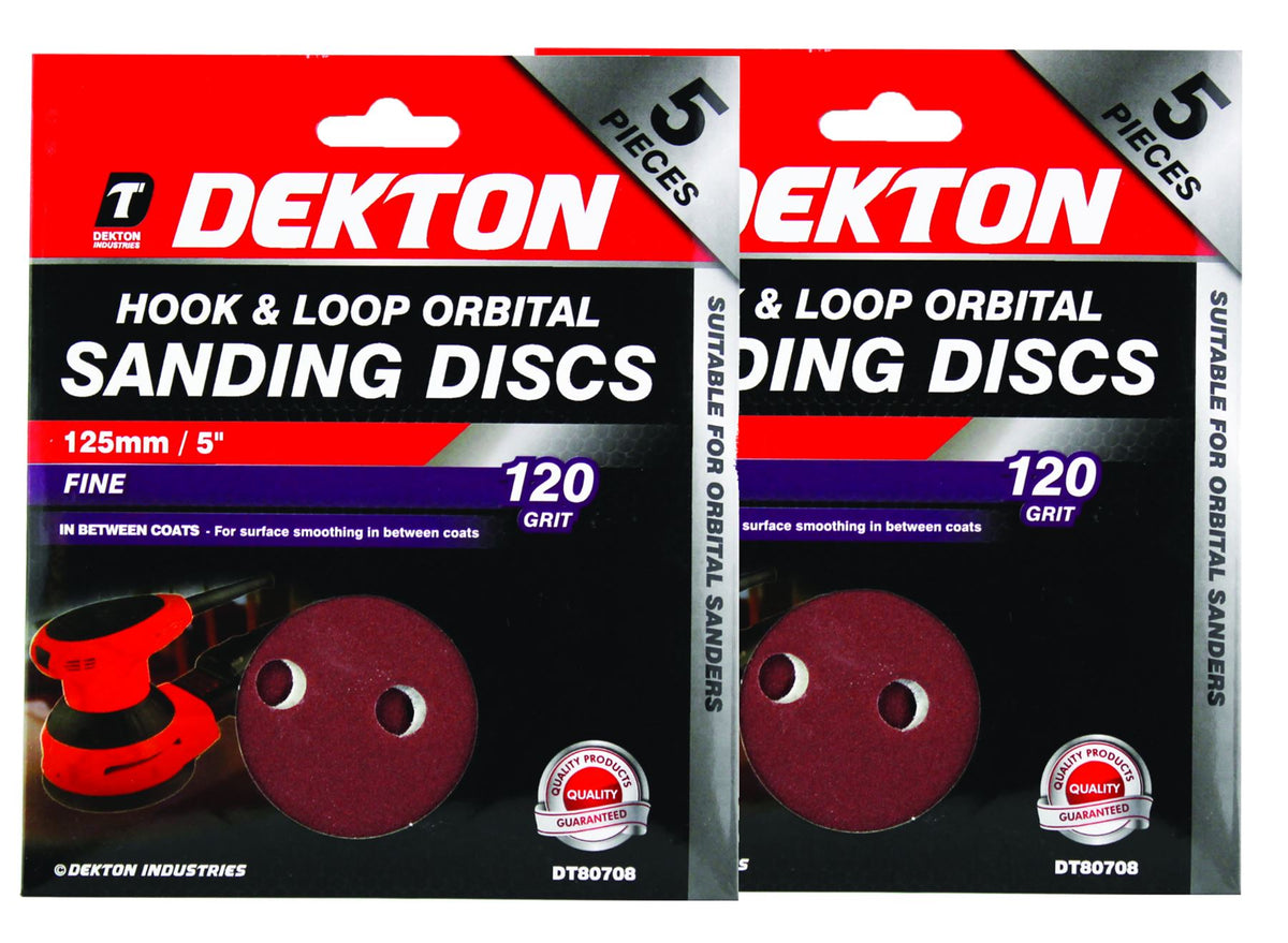 Dekton Packs of 125mm Orbital Sanding Sheet Discs Pads 40, 60, 80 Or 120 Grit 5"