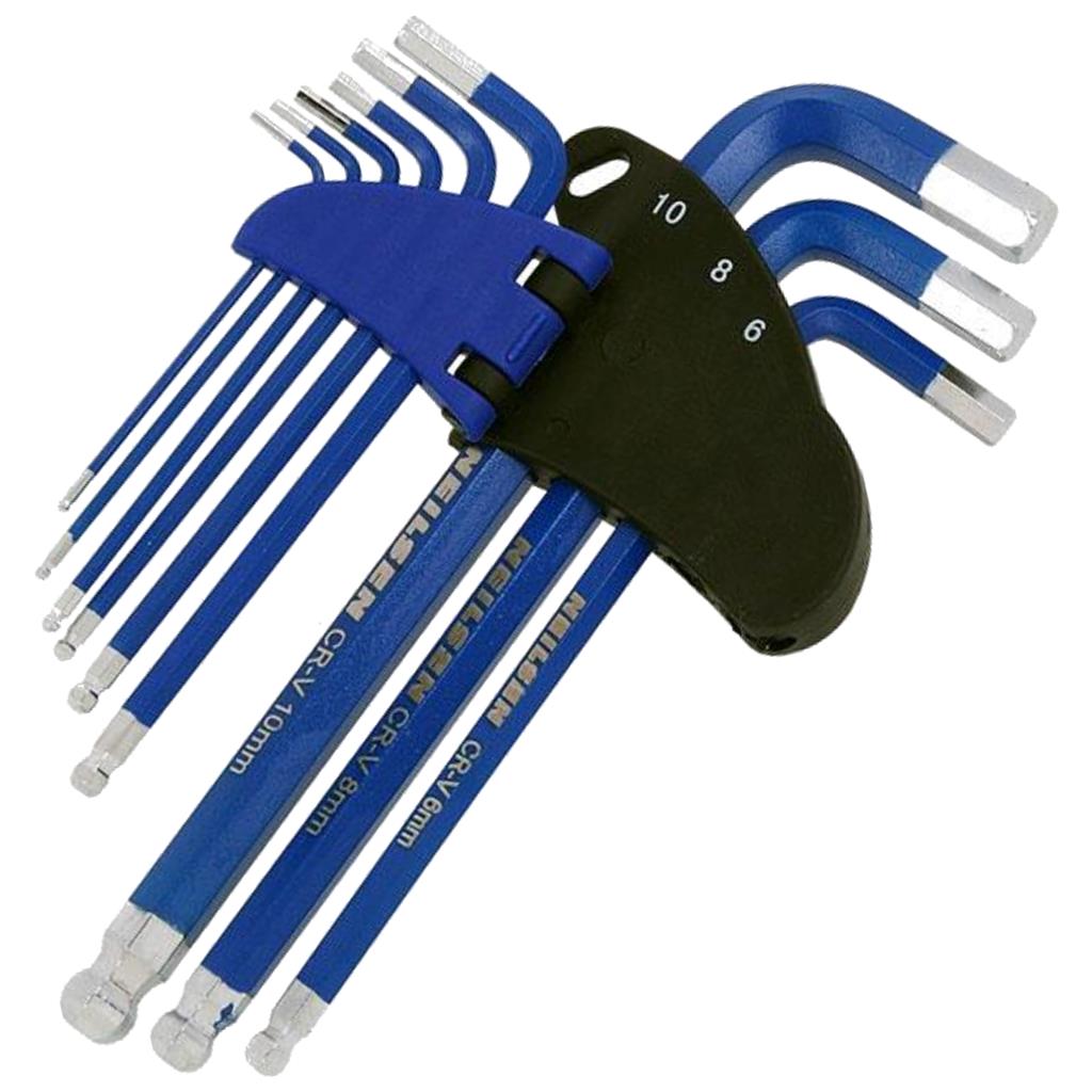 Neilsen 9pc Long Hex Key Set Metric Ball End L Keys Vanadium Steel Tool Kit