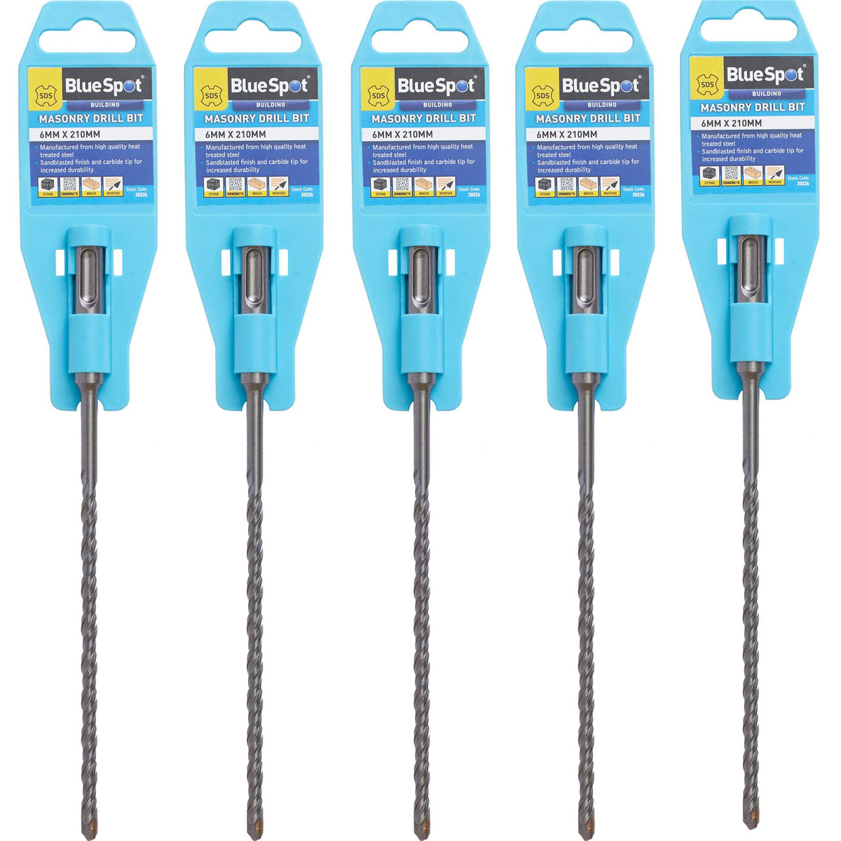 BlueSpot SDS Masonry Hammer Drill Bits Stone Brick Concrete 5.5, 6, 6.5 0r 7mm