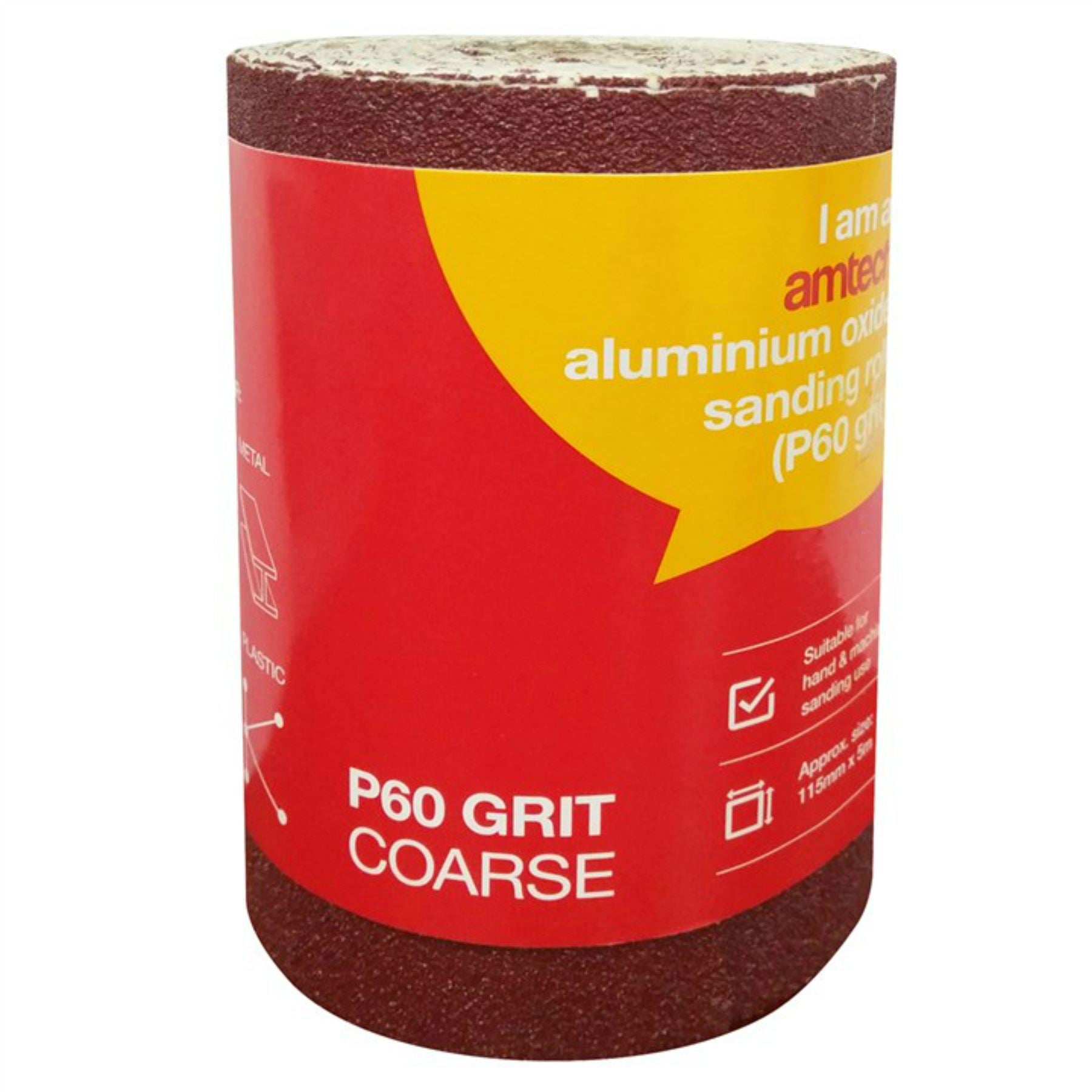 Amtech 5m Red Aluminium Oxide Sanding Roll 40 60 80 Or 120 Grit Sandpaper