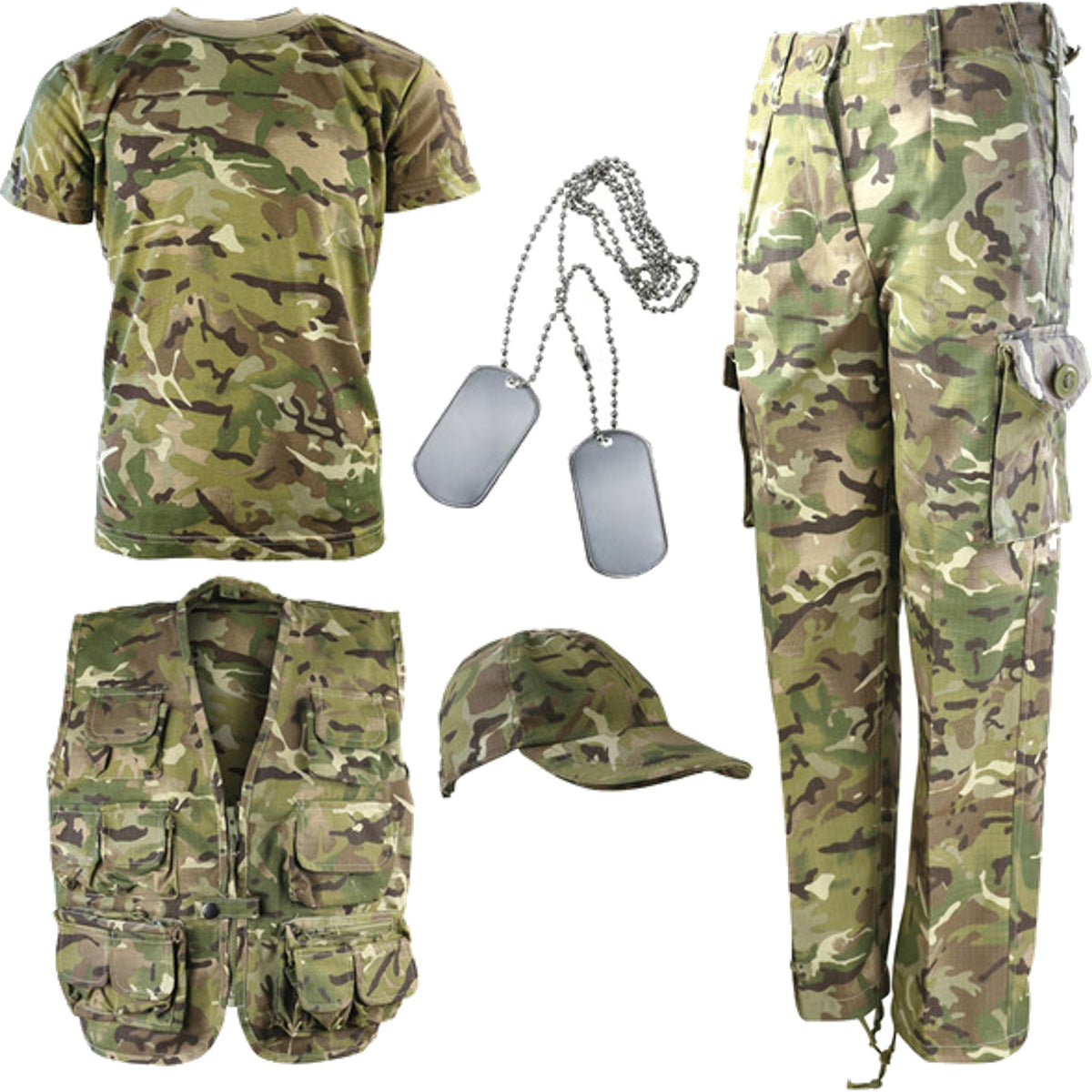 Kombat Kids Camo Explorer Kit Outfit Army Soldier Hunting Cap Set Age 3 - 13