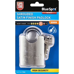 Bluespot High Security Shrouded Closed Shackle Padlock Steel Chain Lock 4 Keys