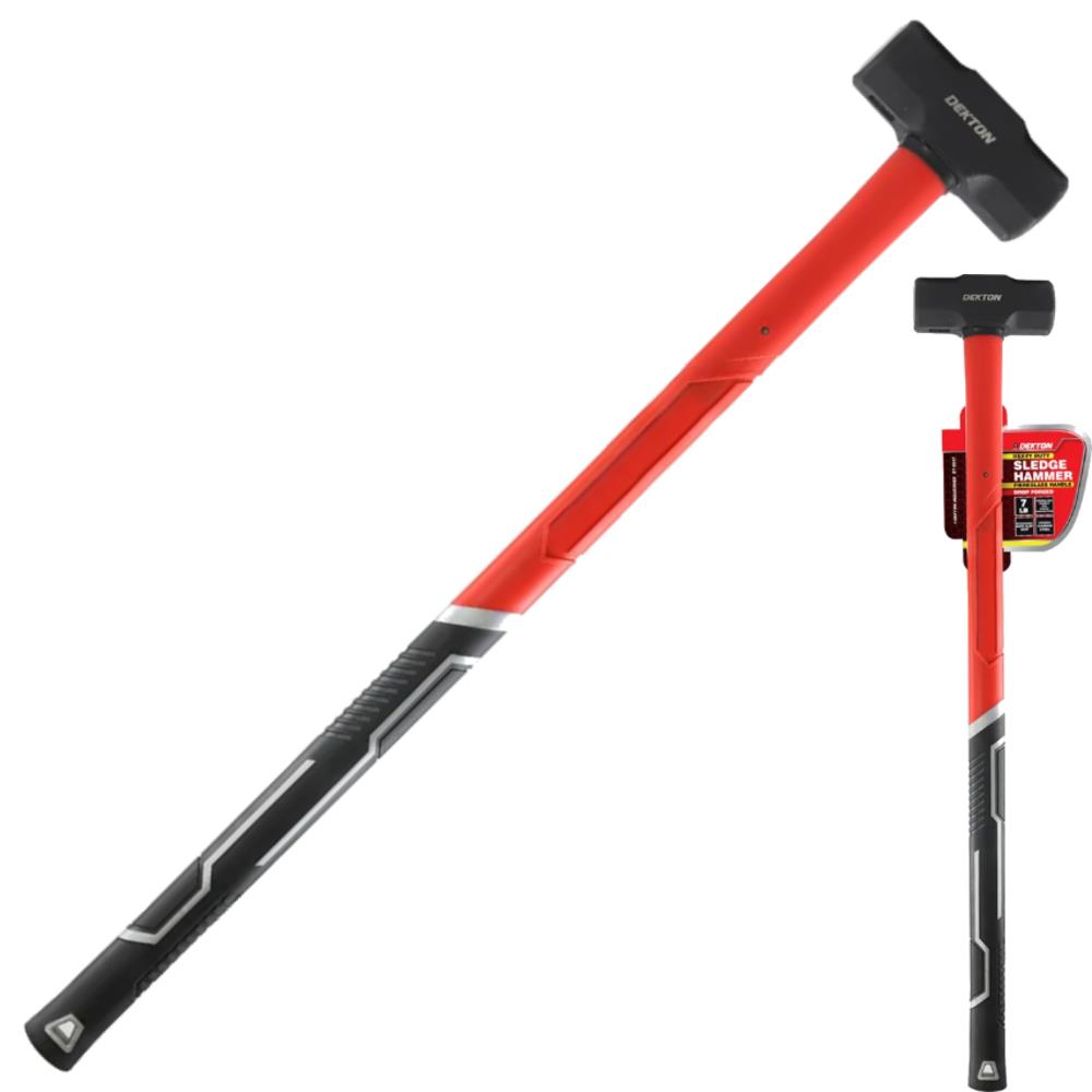 Dekton 7lb Carbon Steel Long Sledge Hammer Fibreglass Grip Handle 3.15kg