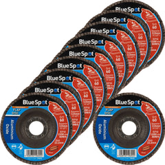 BlueSpot 10pc Sanding Aluminuim Flap Disc Set Angle Grinder 40 60 80 120 Grit