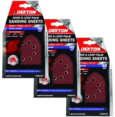 Dekton Detail Palm Sanding Pads Triangle Sheets 40 60 80 120 Or Mixed Grit 107mm