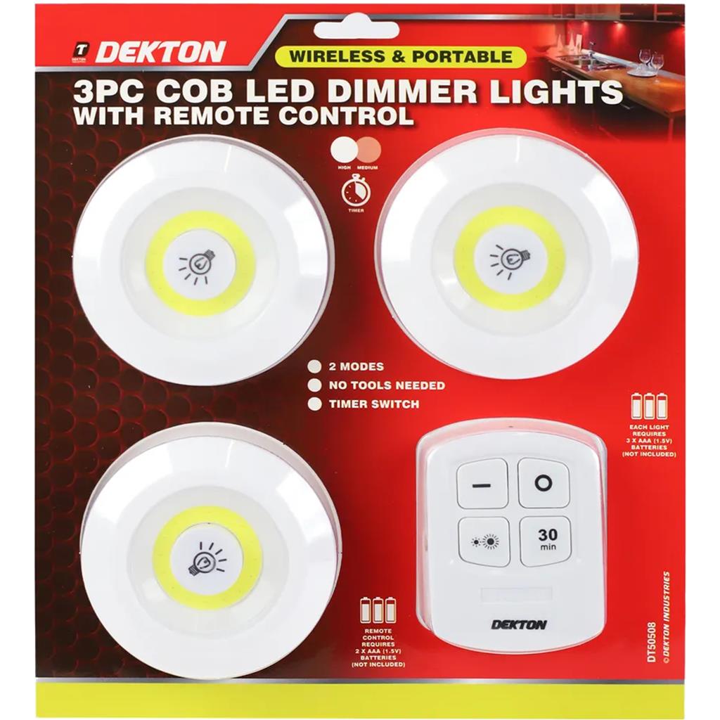 Dekton COB LED Work Dimmer Light Cordless Round Torch With Remote Control