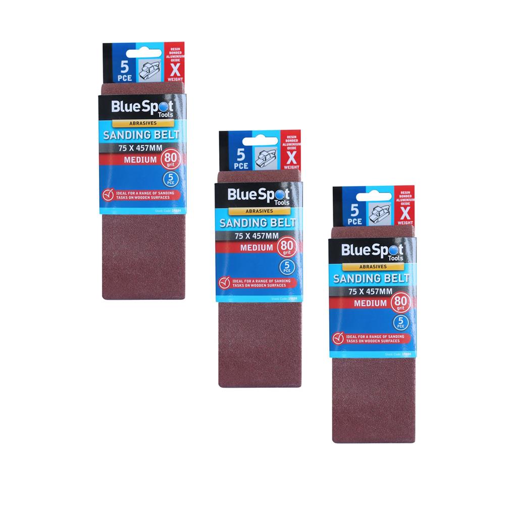 Bluespot Sanding Belts Assorted Grit Paint Removal Belt Sander 75mm X 457mm