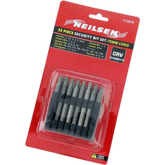 Neilsen 32pc Security Extra Long Screwdriver Bit Set Hex Hex Slotted Torx Star