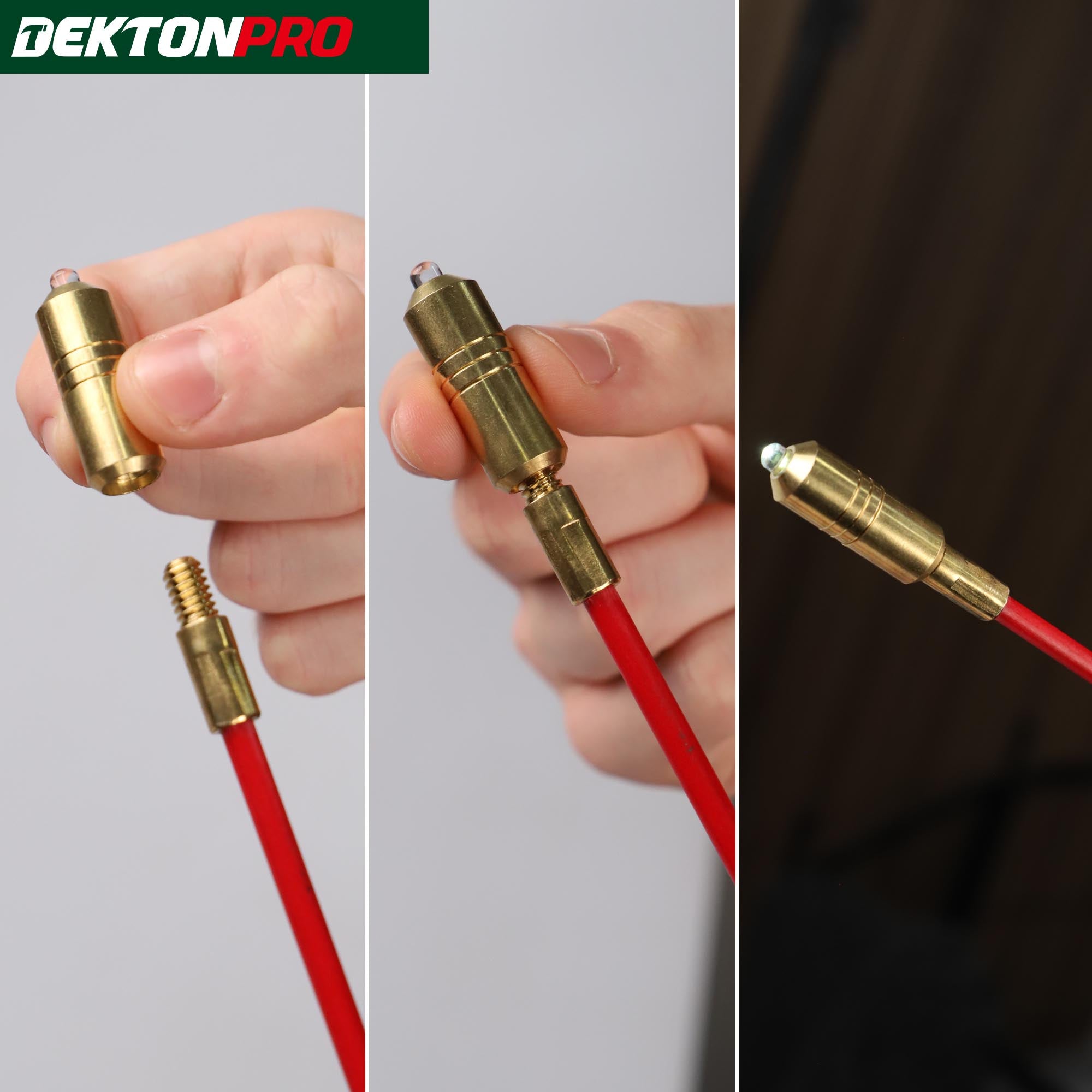 Dekton Mega Pro Cable Super Rod Kit 16m With Attachments Set Electrical Access