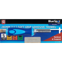 Bluespot 280mm 11" Soft Grip Adhesive Trowel 3x3 mm Notch Hardened Steel Blade
