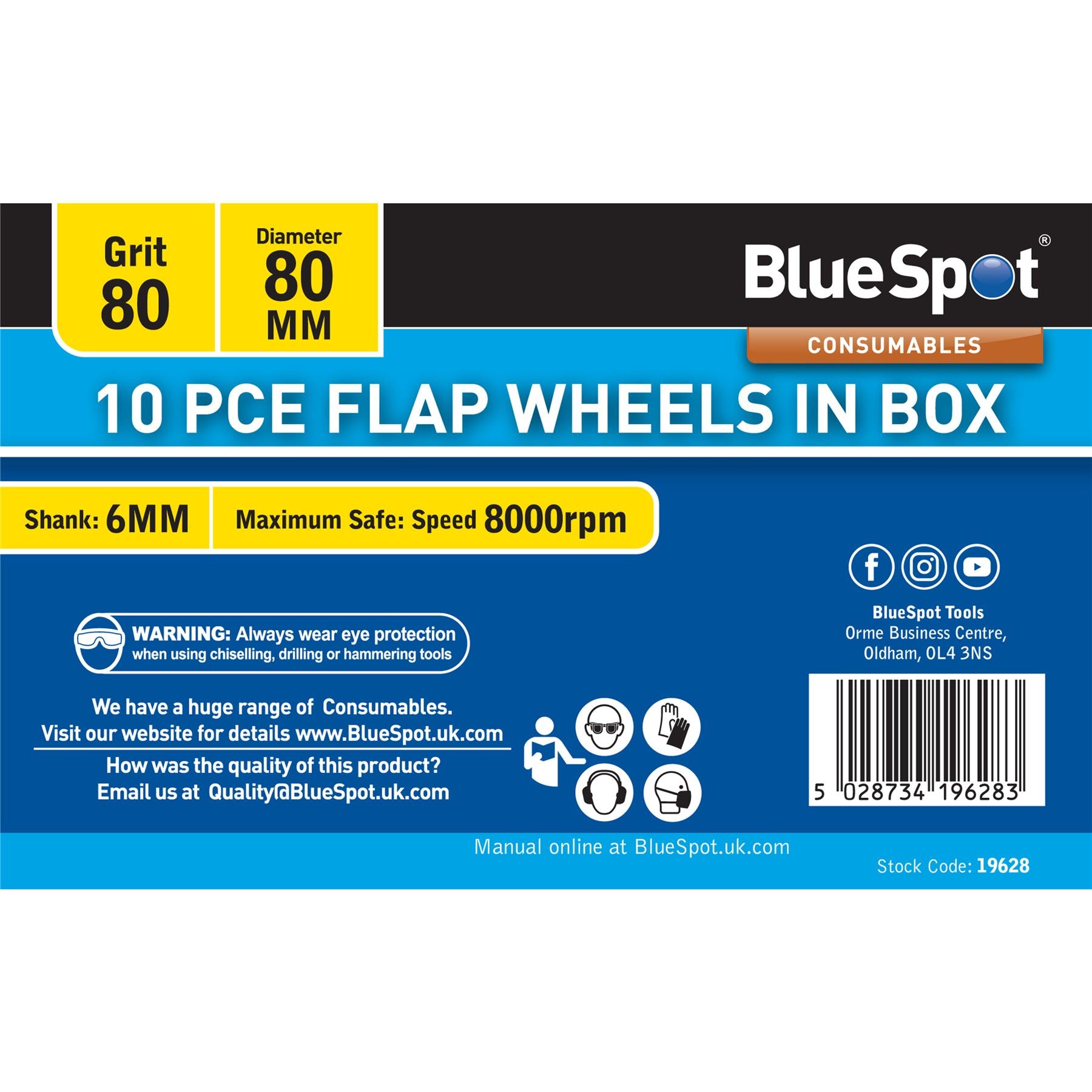 BlueSpot 10pc Sanding Flap Wheel Disc Set For Drill 40 60 80 120 Grit Wood Metal