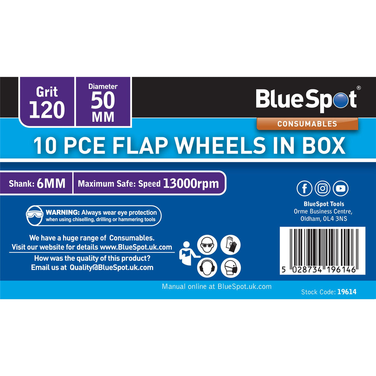BlueSpot 10pc Sanding Flap Wheel Disc Set For Drill 40 60 80 120 Grit Wood Metal