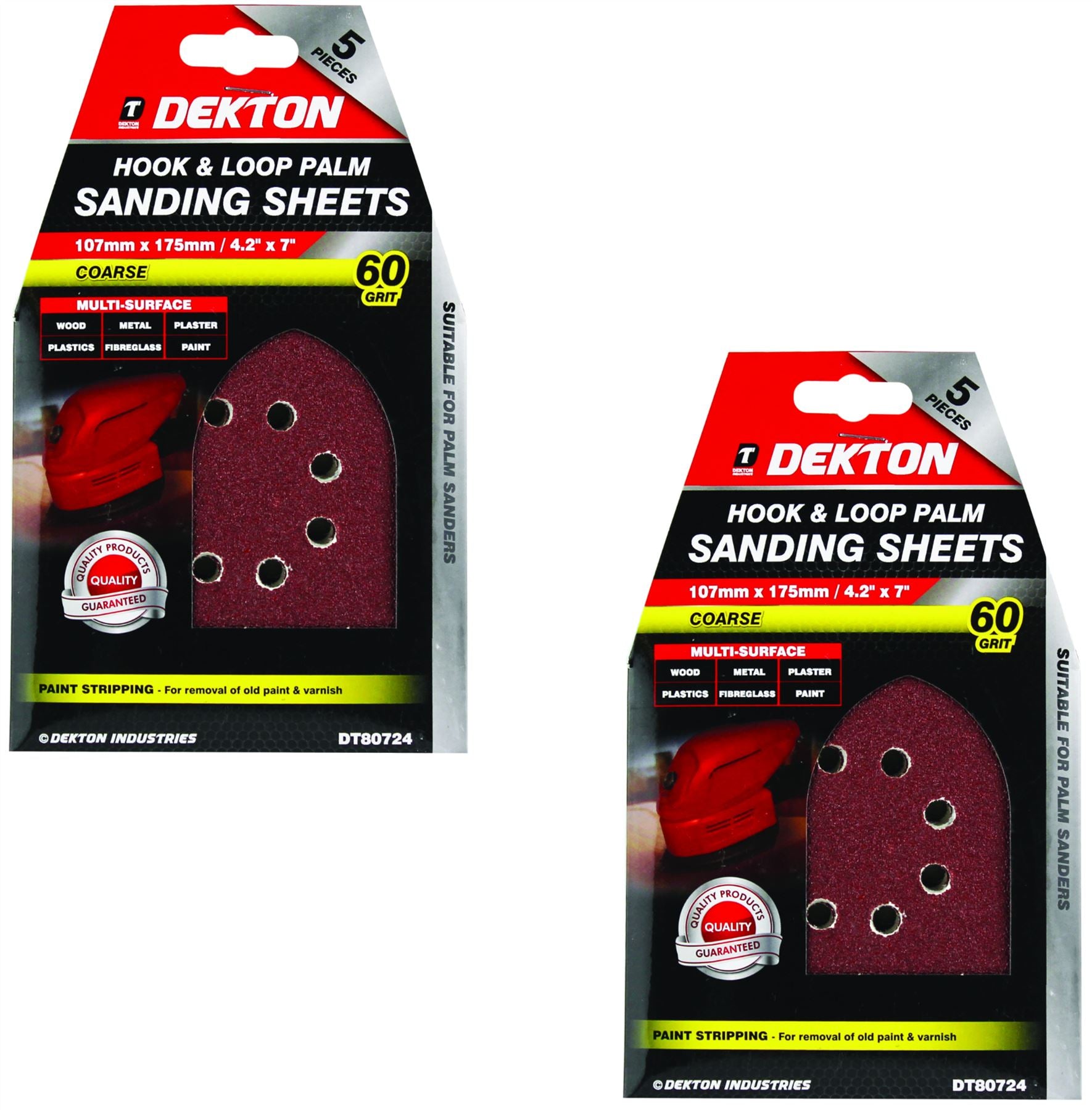 Dekton Detail Palm Sanding Pads Triangle Sheets 40 60 80 120 Or Mixed Grit 107mm