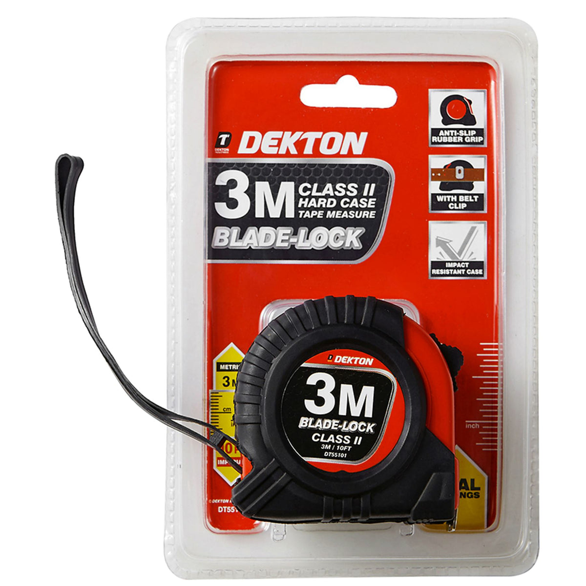 Dekton Tape Measure Hard Case Class 2 Imperial Metric Auto Lock 3, 5 7.5 Or 10m