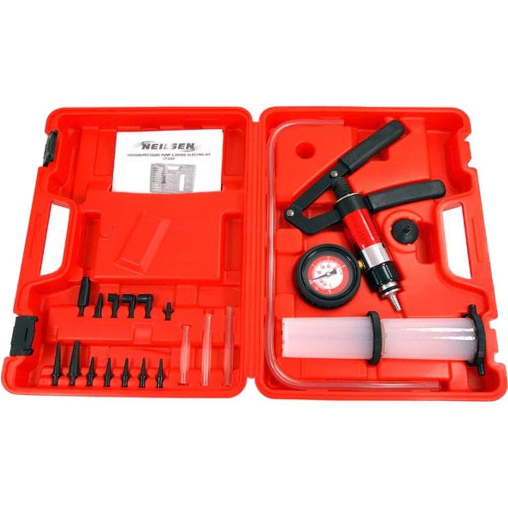 Neilsen 21pc Hand Brake Bleeding Tester Kit Bleed Vacuum Pressure Pump Set