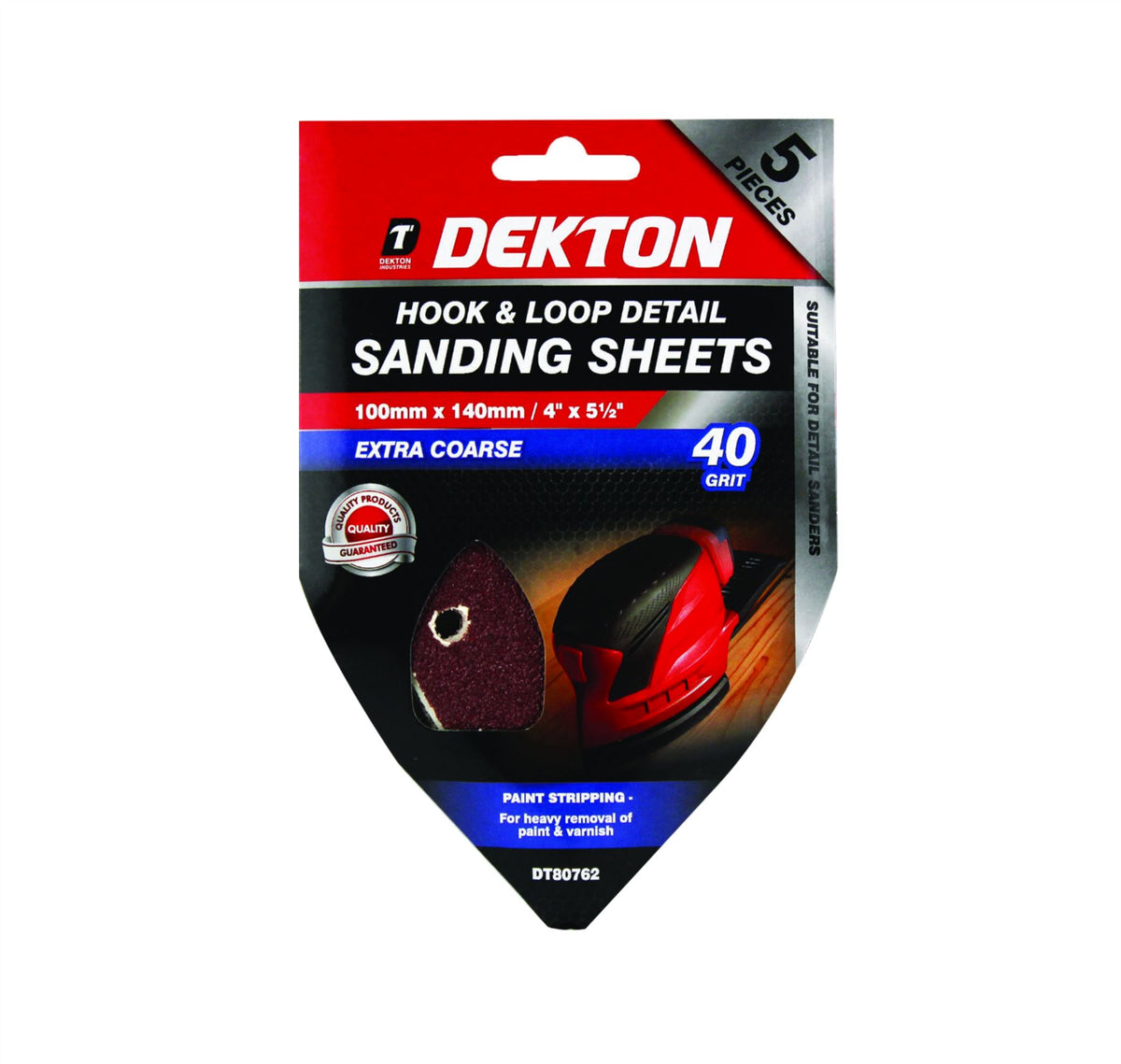 Dekton Detail Palm Sanding Pads Triangle Sheets 40 60 80 120 Or Mixed Grit 140mm