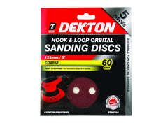 Dekton Packs of 125mm Orbital Sanding Sheet Discs Pads 40, 60, 80 Or 120 Grit 5"