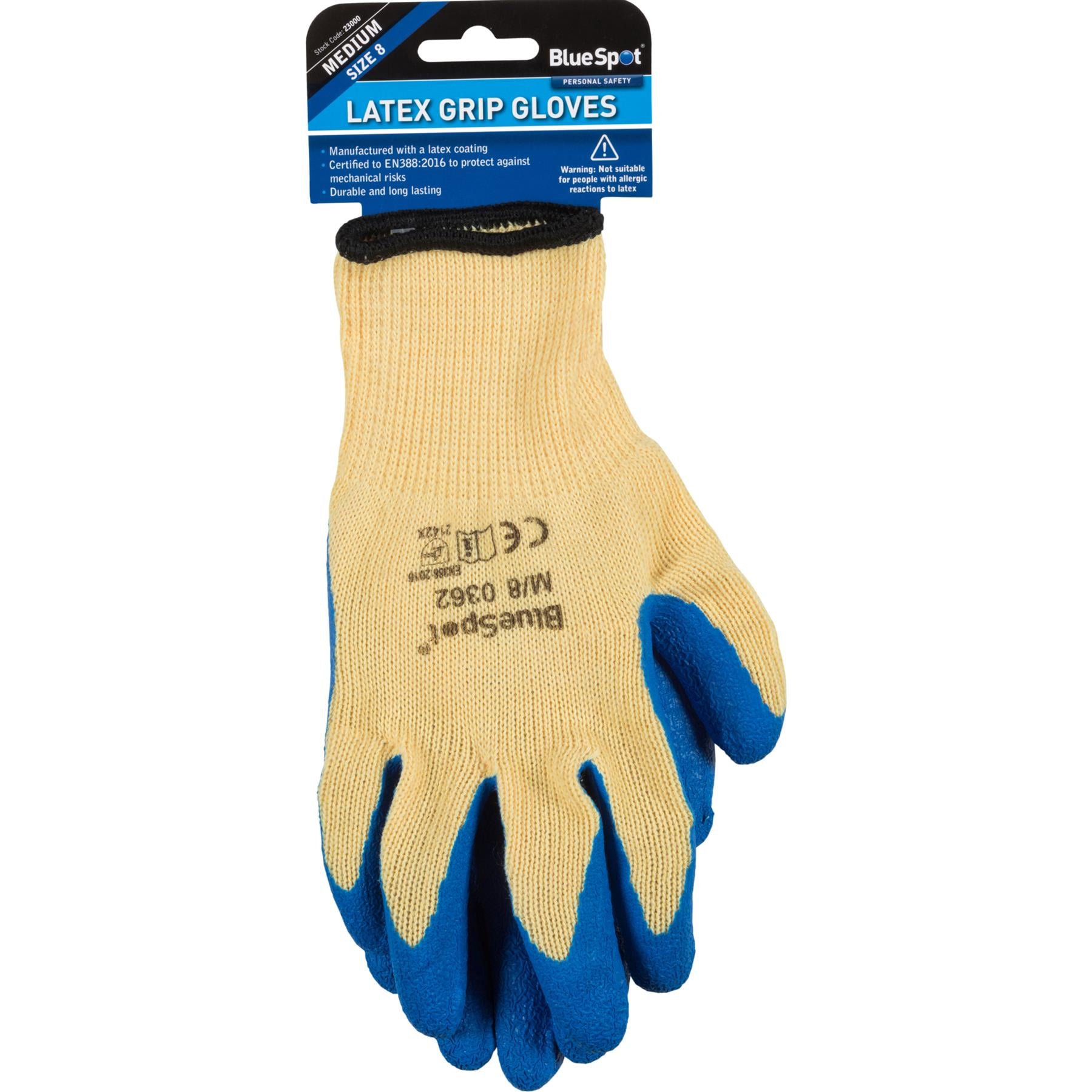 BlueSpot 12pc Latex Coated Work Gloves Builders Construction Gardening Glove