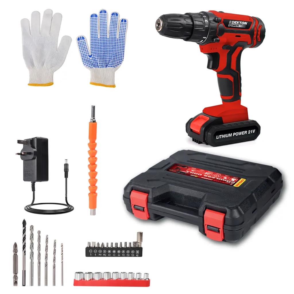 Dekton 21V Electric Cordless Hammer Drill Keyless Chuck Li-Ion Battery