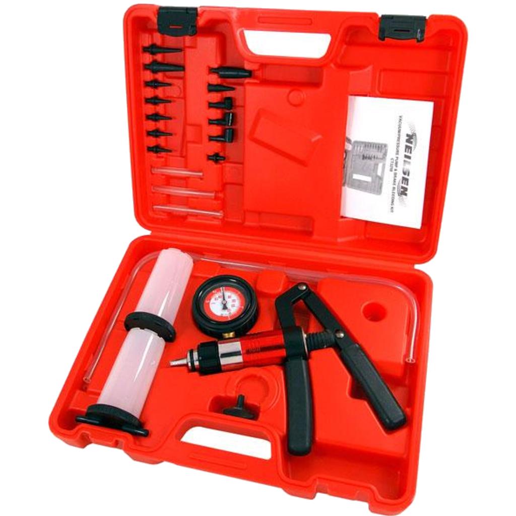 Neilsen 21pc Hand Brake Bleeding Tester Kit Bleed Vacuum Pressure Pump Set